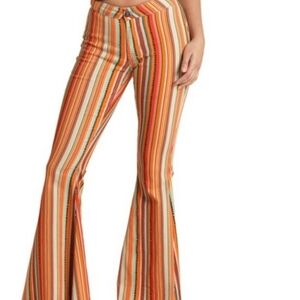 ROCK & ROLL Size 30X34 Denim Women's Colorful Striped Flare Pants